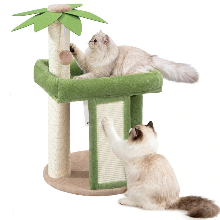 Kratzbaum, 70 cm Kleiner Kratzbaum für Katzen, Mehrstöckiger Katzenturm mit 1 Sisal-Kratzbrett, 2 Si