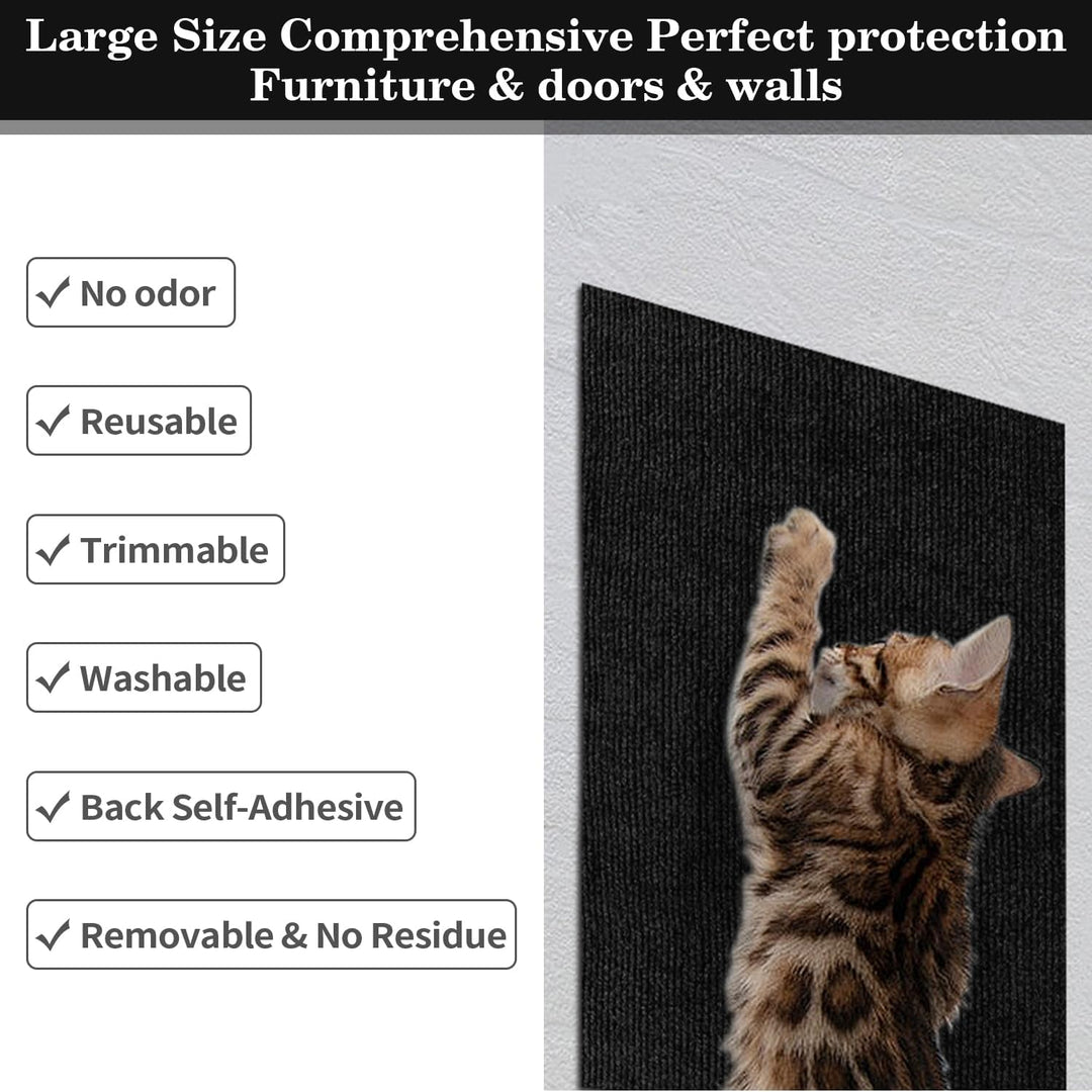 Kratzmatte Selbstklebend für Katzen - Kratzfestes Sofa, Wiederverwendbar Kratzteppich für Wand, DIY