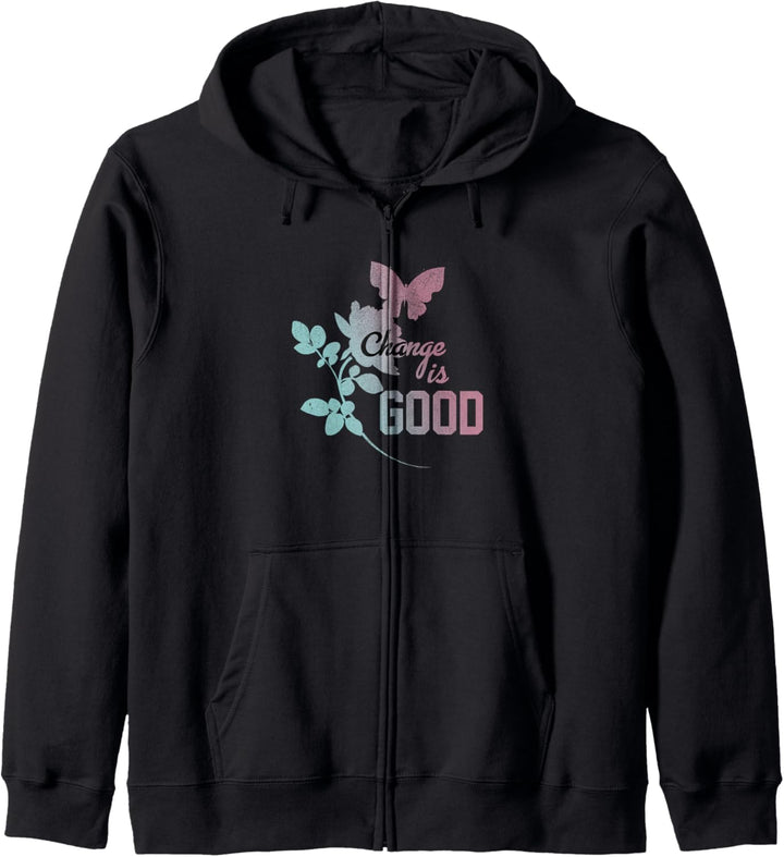 Change Is Good, Butterfly & Rose Silhouette Kapuzenjacke