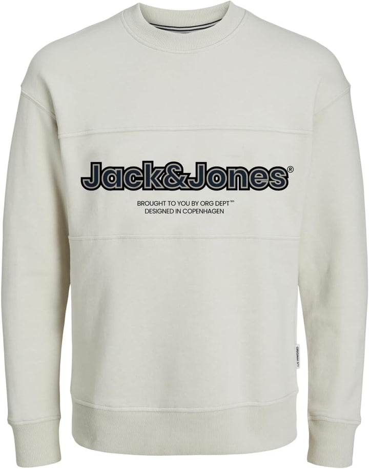 JACK & JONES Jungen Jorlakewood Sweat Crew Neck Bf Jnr Sweatshirt 140 Moonbeam/Detail:jj Print / Loo