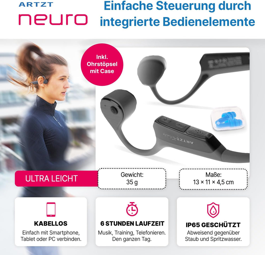 Knochenschall Kopfhörer Kabellos mit Mikrofon Open Ear Headset - SoundVibe - Schutz vor Wasser und S