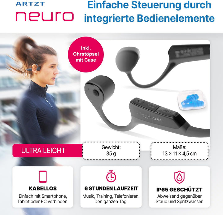 Knochenschall Kopfhörer Kabellos mit Mikrofon Open Ear Headset - SoundVibe - Schutz vor Wasser und S