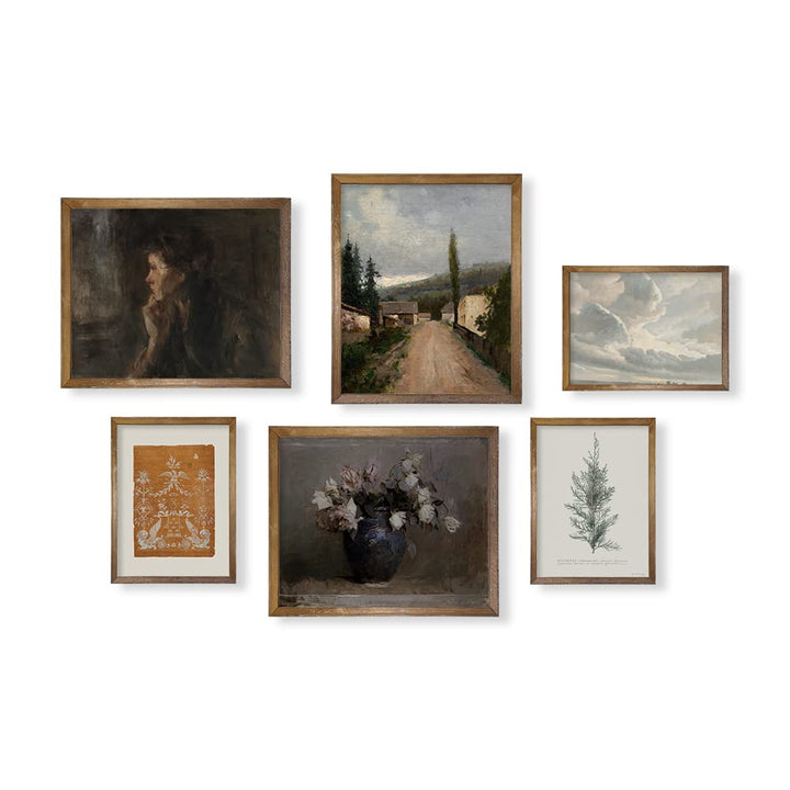 Vintage Farmhouse Wanddekoration – Blumenporträt, neutrale Wandkunst für Boho, französische Landküch