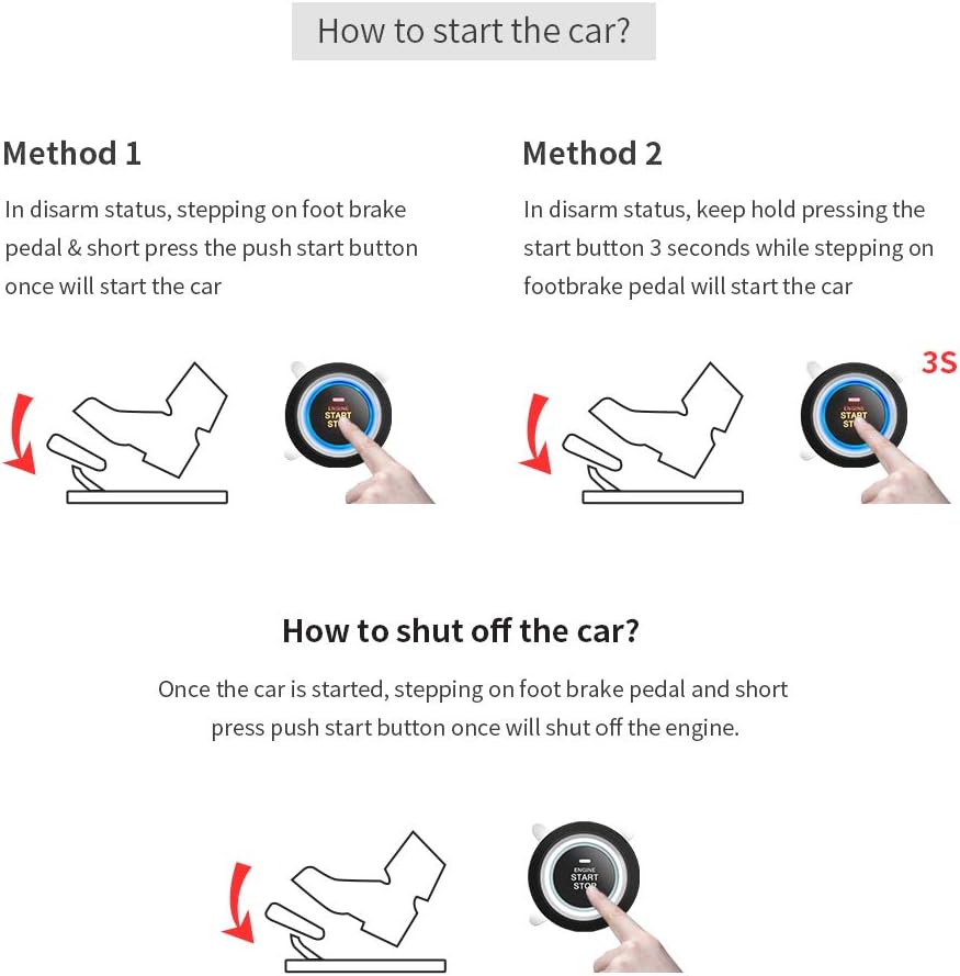EasyGuard Smart Schlüssel RFID Auto Alarm mit Smart Push Start Button & Touch Keyless Go System