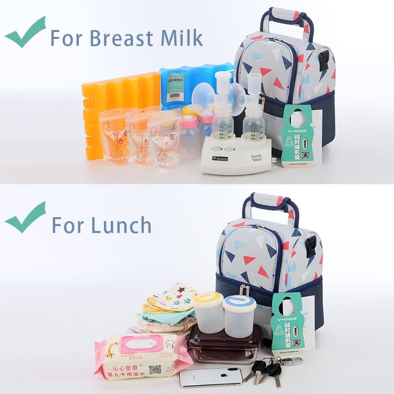 Isolierte Tasche für Brustmilch Lunch Kühler Wärmender Rucksack Wasserdicht, 2 Eisbeutel inklusive S