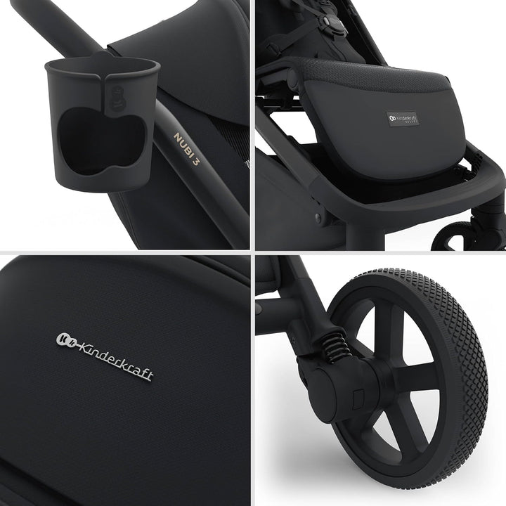 Kinderkraft NUBI 3 Buggy bis 22 kg, automatisch zusammenklappbar, grosse EVA-Räder, Mesh-Sitz, 5-Pun