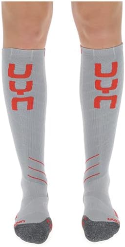 UYN Damen Ski Evo Race Lady Damen Socke 34 Light Grey/Red, 34 Light Grey/Red