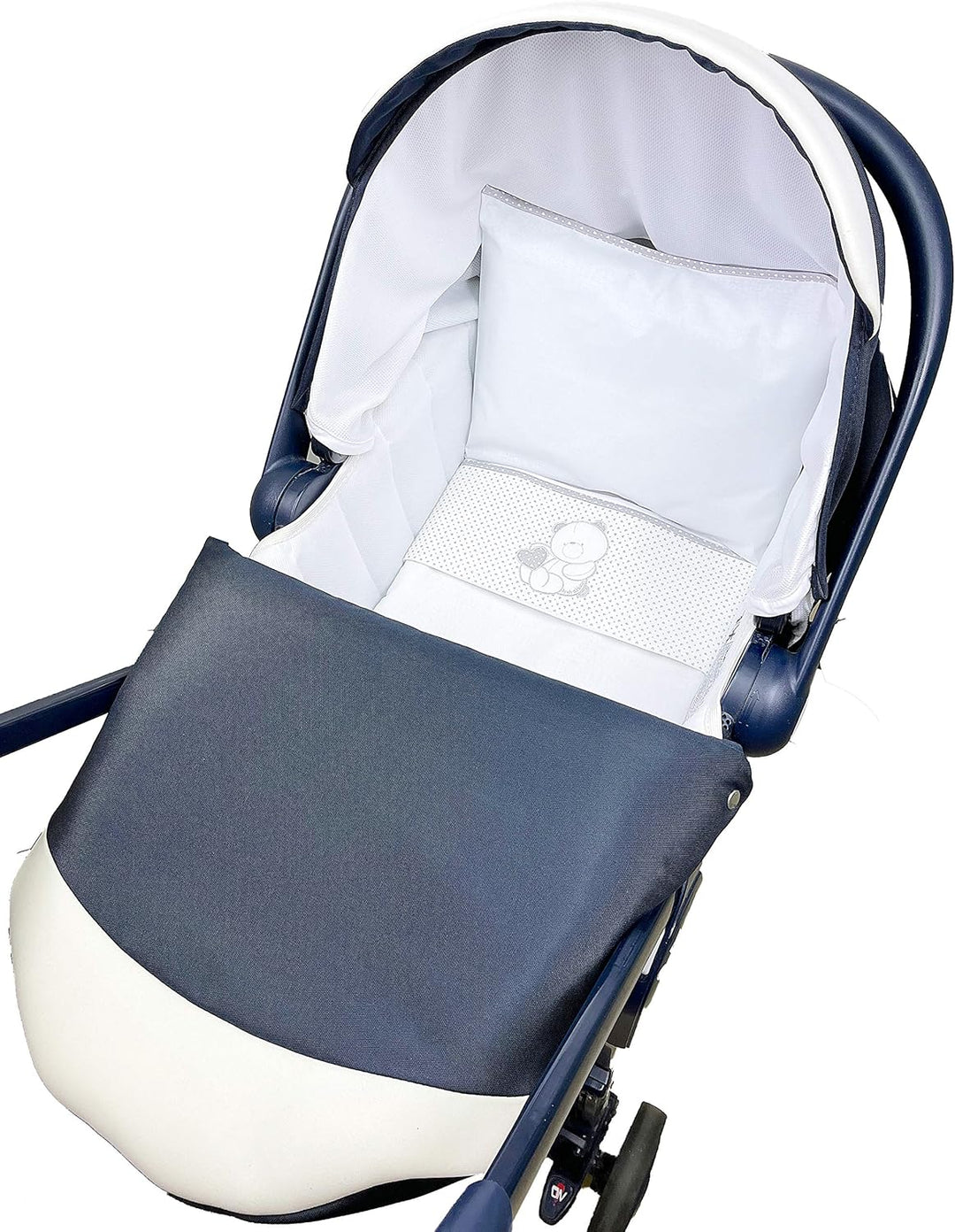 ANDY & HELEN Bettwäsche-Set für Kinderwagen, Bestickt, Spannbettlaken mit Gummibändern und Kissenbez