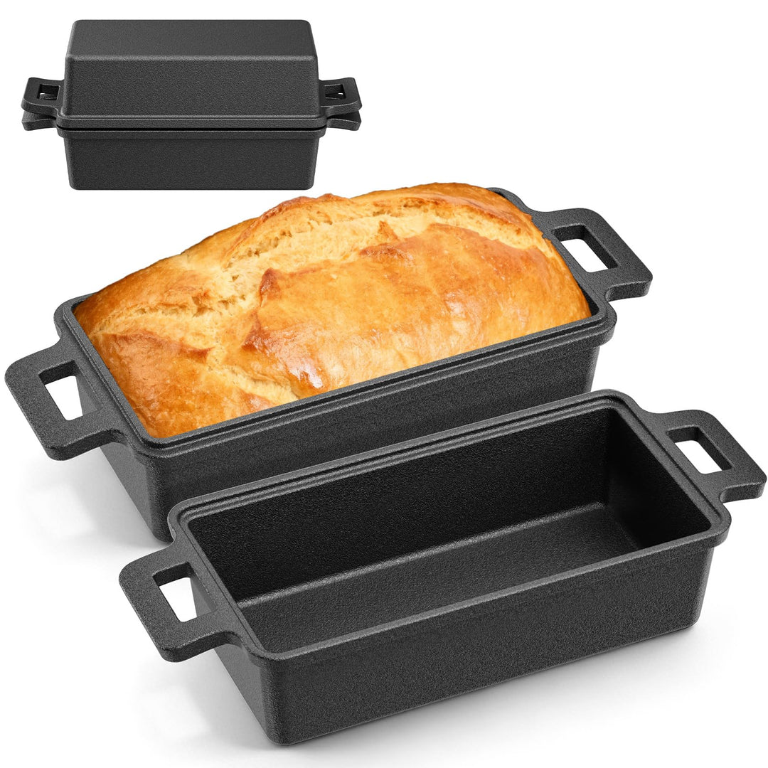Brotbackform mit Deckel, Topf aus Gusseisen, ideal als Brotform, Brotzubehör, Brotbackform und Kuche