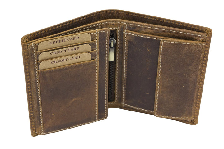 LEAS Herren Geldbeutel natur Männer Portmonee mit Geschenkbox im Used Look Echt-Leder - Vintage-Coll