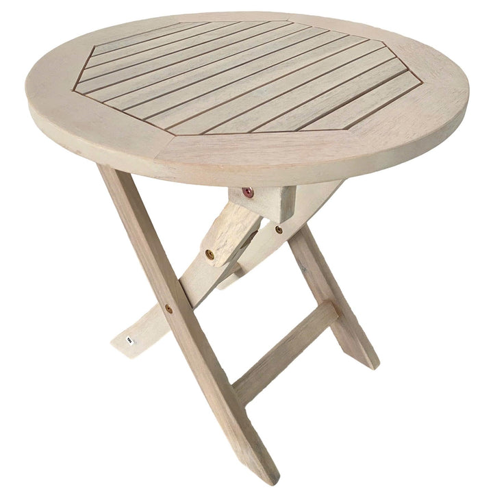 ESTEXO Gartentisch Balkontisch Beistelltisch 48 cm Rund Akazienholz Klapptisch Tisch Holztisch Weiss