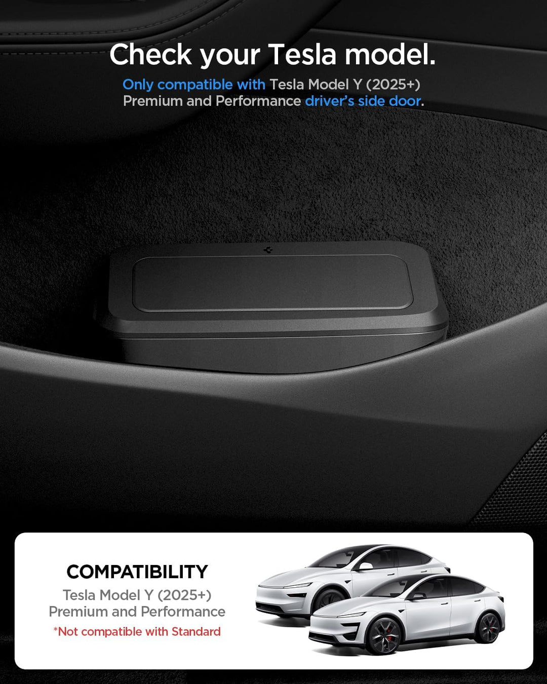 Spigen Auto Mülleimer mit Deckel für Tesla Model Y Juniper (2025–2026 Premium & Performance)【inkl. 3