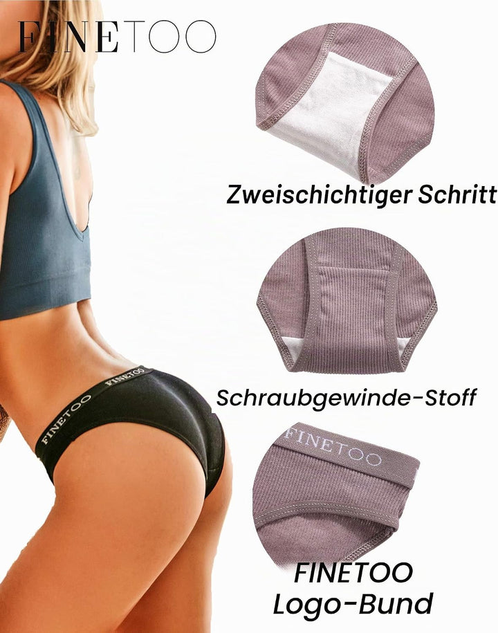 10er Pack Baumwoll Slips Damen Atmungsaktive Unterwäsche Logo Sportunterwäsche Weich Sexy Unterhosen
