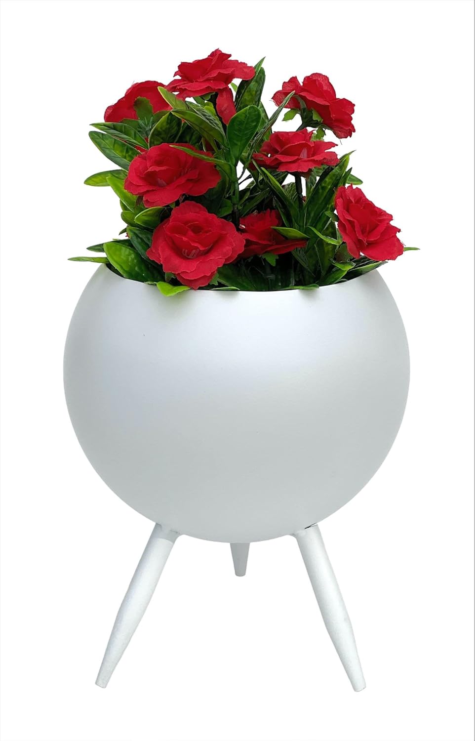 DanDiBo Blumenhocker Metall mit Topf Weiss 23 cm Blumenständer 96259 M Blumensäule Modern Pflanzenst