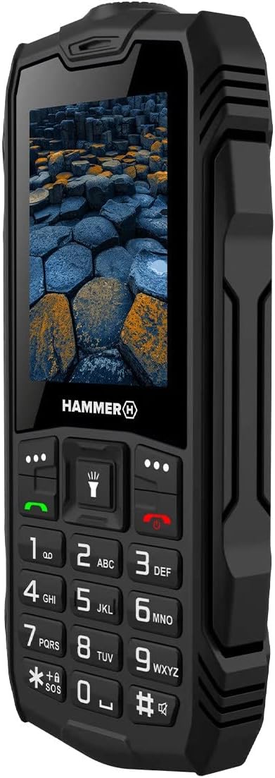 Hammer H Basalt Outdoor Handy ohne Vertrag, 2.4 Zoll Farbdisplay, Robust, Mega Batterie 1800 mAh, Wa