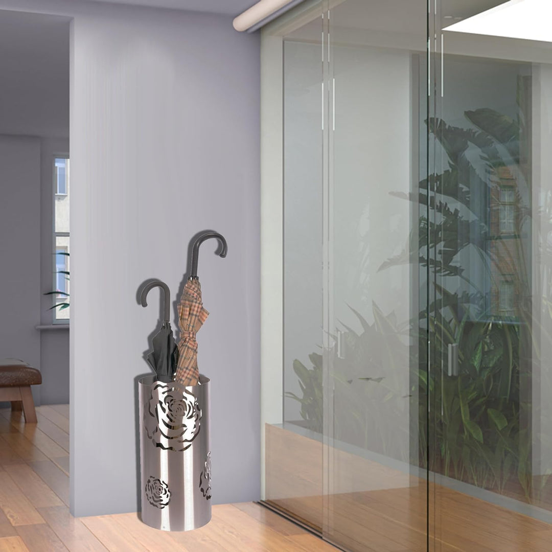 Regenschirmständer Design Rose, 49 x Ø 22,5 cm, Edelstahl mattiert, Marke: Szagato, Made in Germany