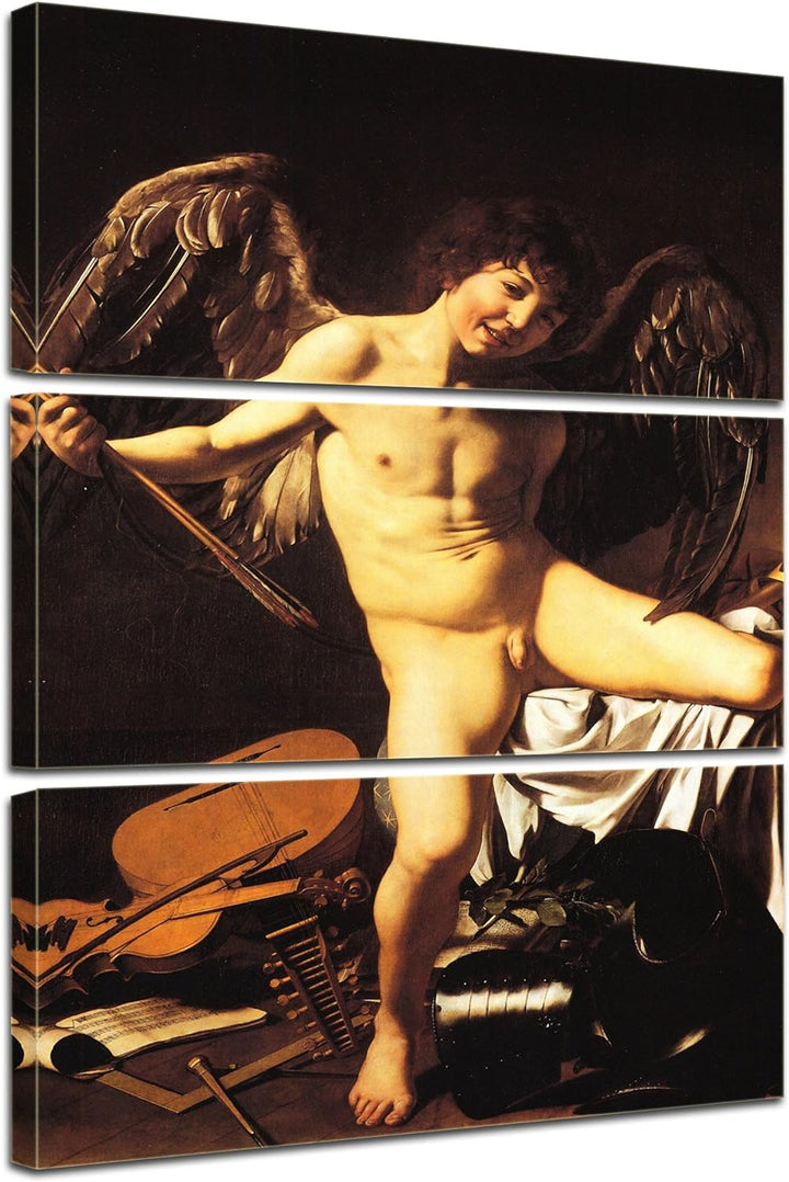 Bilderdepot24 Bild auf Leinwand | Caravaggio Amor als Sieger in 80x120 cm mehrteilig als Wandbild XX