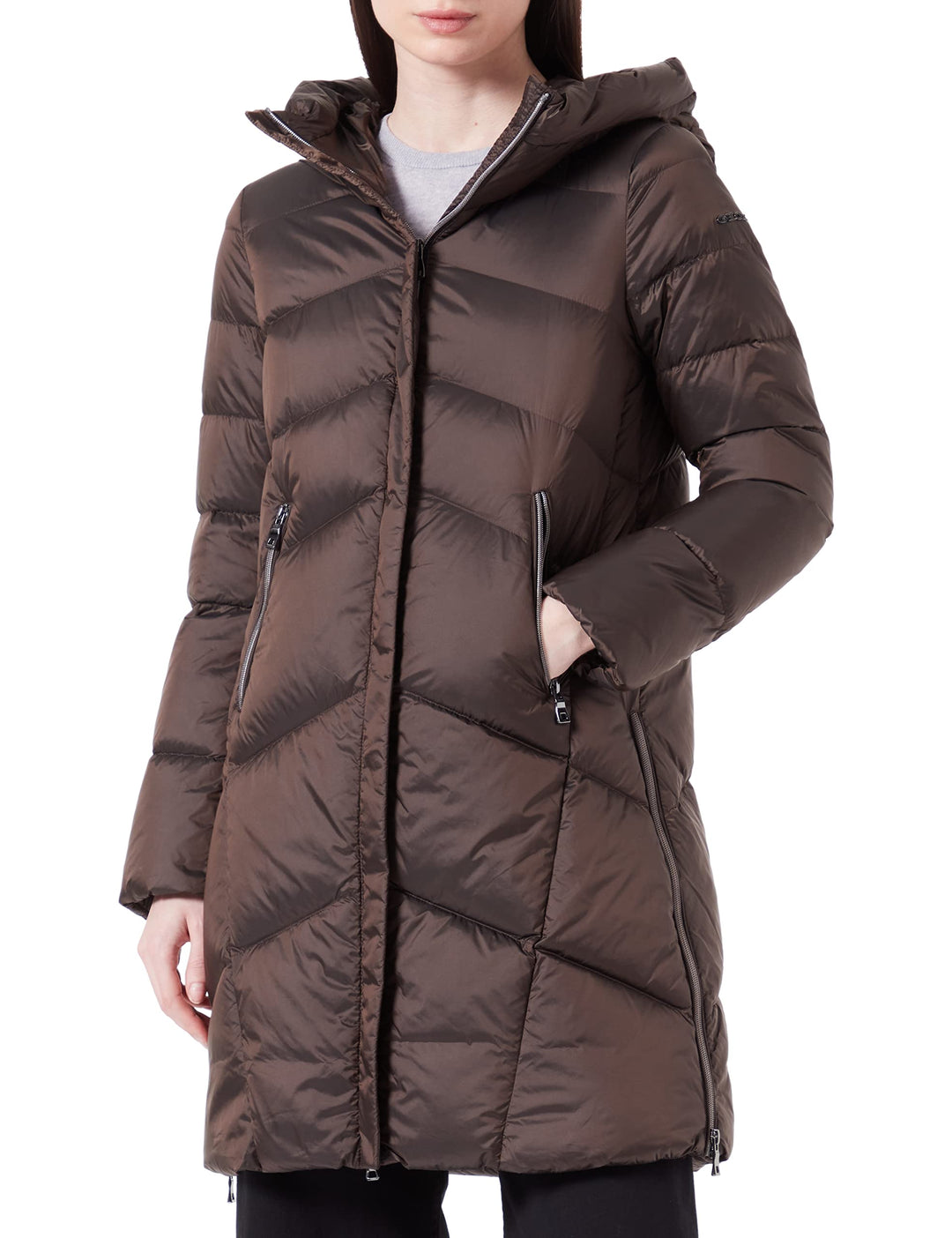 Geox Damen W Adrya Down Coat 54 Dark Pinecone Brown, 54 Dark Pinecone Brown