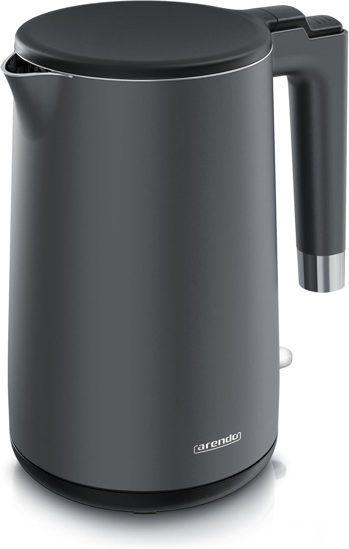 Arendo - Wasserkocher Edelstahl – 1,5 Liter - 2200 Watt – Doppelwand-Design – 360° Controller – BPA-