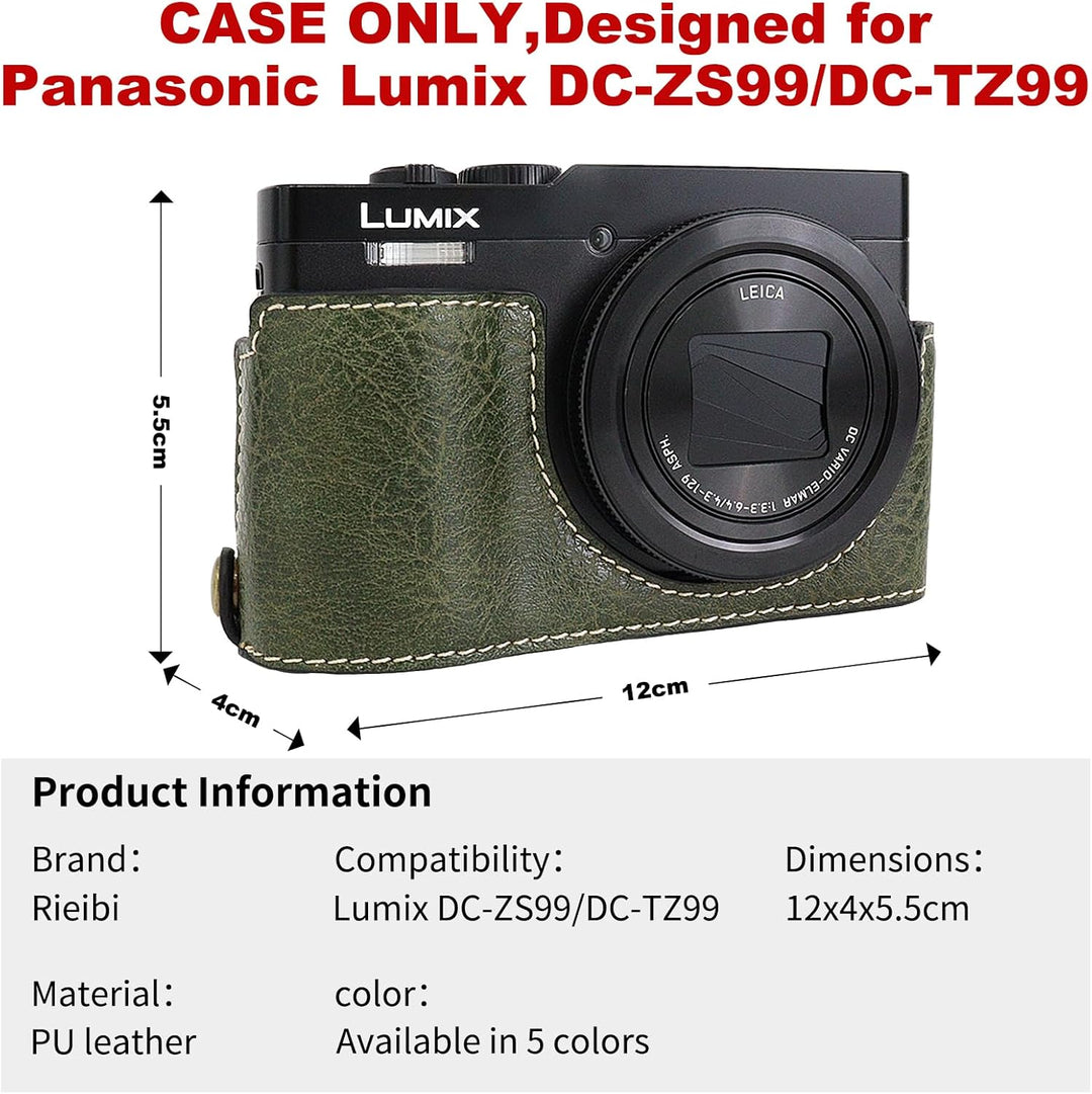 Rieibi ZS99 Kameratasche, PU Leder Kameratasche für Panasonic Lumix DC-ZS99 Digitalkamera, abnehmbar