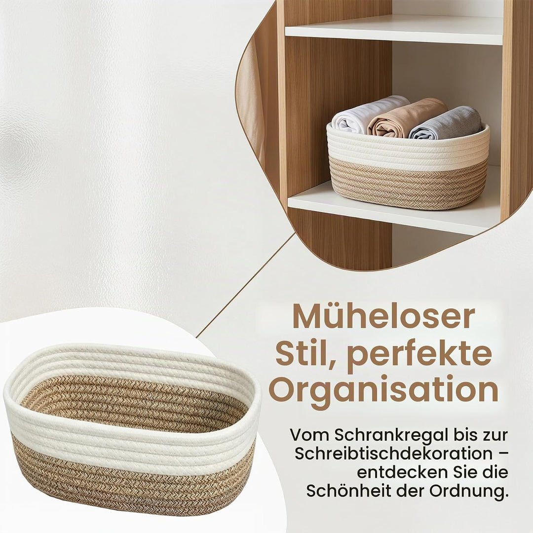 4 Stück Aufbewahrungskorb Geflochten Baumwollseil,Stapelbare Speicher Storage Basket,Stapelbare Korb
