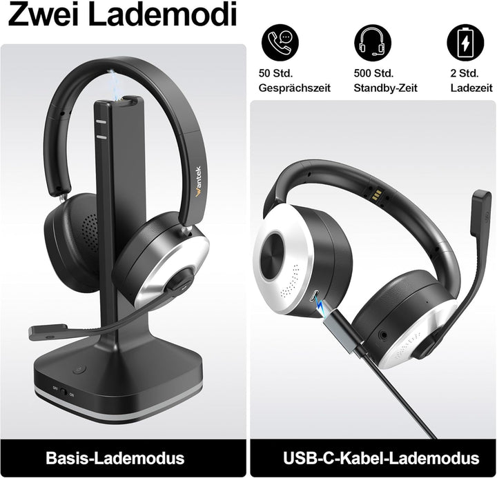 Wantek Bluetooth Headset with Microphone WK-162SBTC-DE, WK-162SBTC-DE