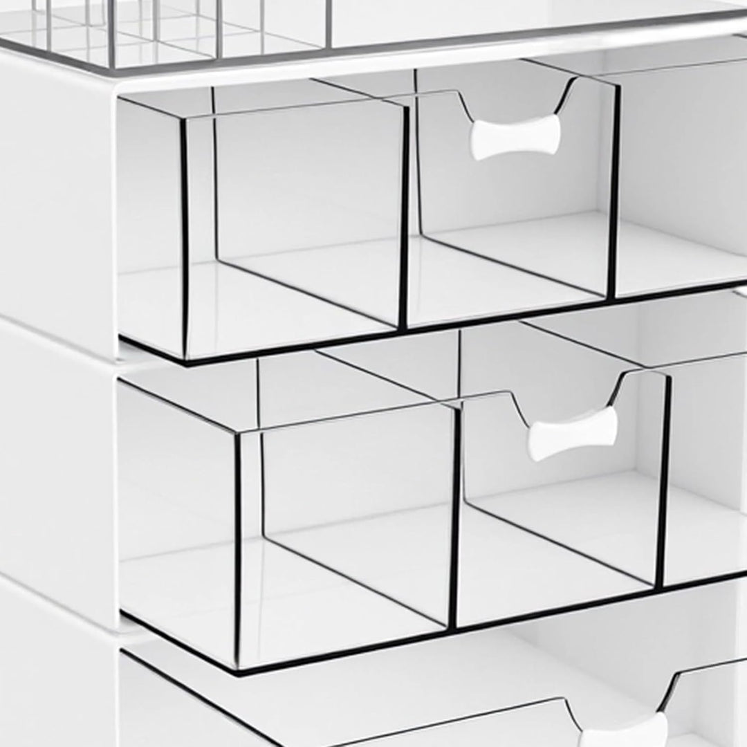 4 Stück Stapelbare Kosmetik Organizer, Badezimmer Organizer mit Schubladen, Make Up Organizer für Ko