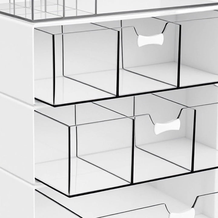 4 Stück Stapelbare Kosmetik Organizer, Badezimmer Organizer mit Schubladen, Make Up Organizer für Ko