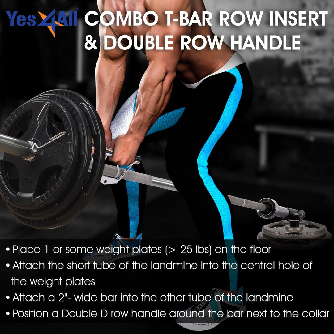 Yes4All Deluxe T-Bar Row Plattform - 360° schwenkbar - Passend für 1" Standard und 2" Olympiastangen