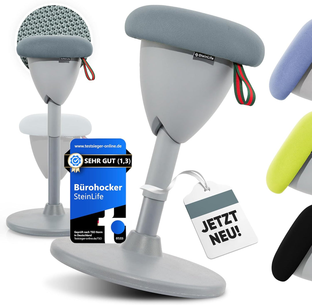 SteinLife Cone Bürohocker Ergonomisch [TESTSIEGER] Stehhocker Höhenverstellbar [58-83cm] Ergonomisch