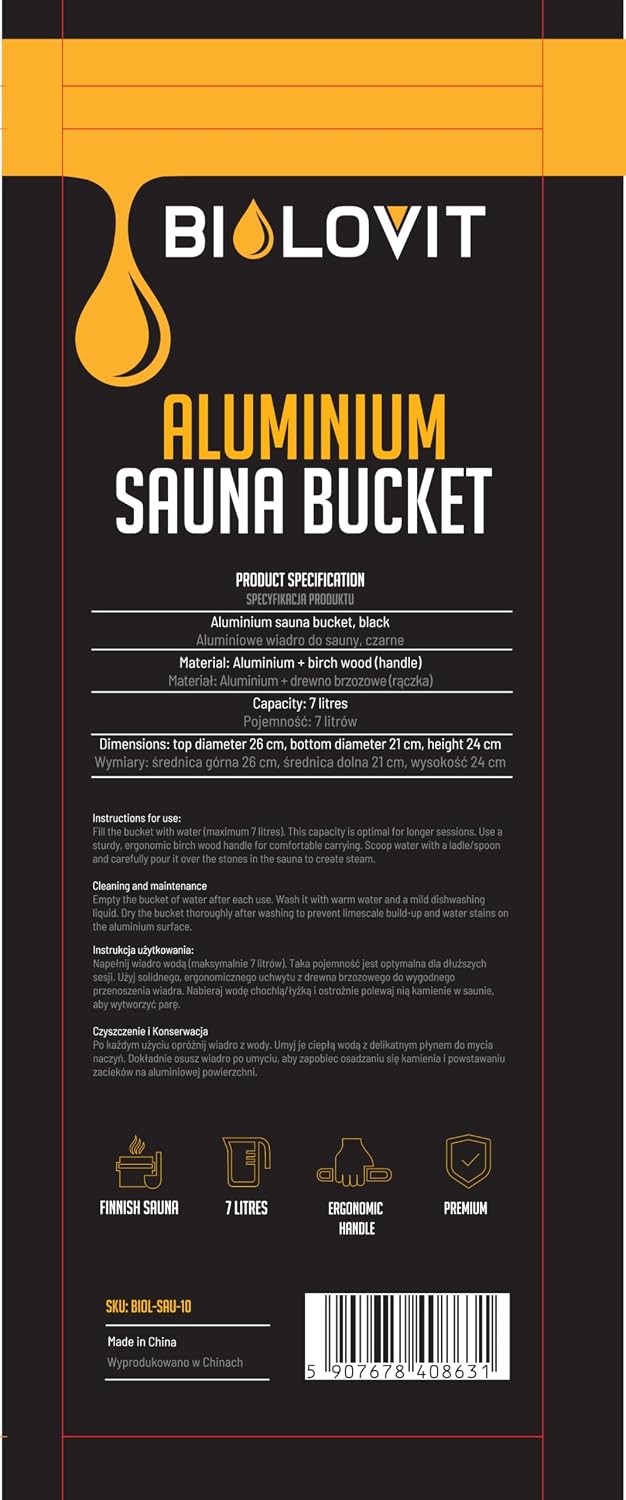 Schwarzer Aluminium Saunaeimer 7 L – Sauna Bucket