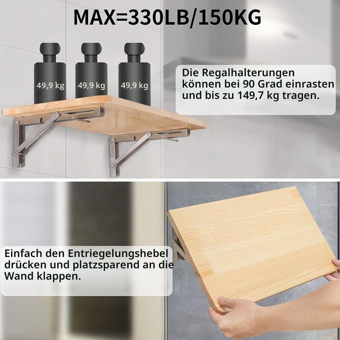 Klappkonsole Schwerlast 350mm,YUMORE Regalträger Klappbar Edelstahl Klappregalhalterungen Wand Tisch