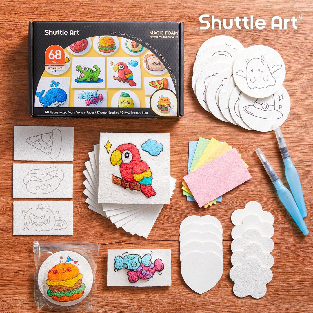 Shuttle Art 68 Stück Magic Puffy Paint Nachfüllung Set, Schaum Textur Malset für Kinder, 3d Schaumst