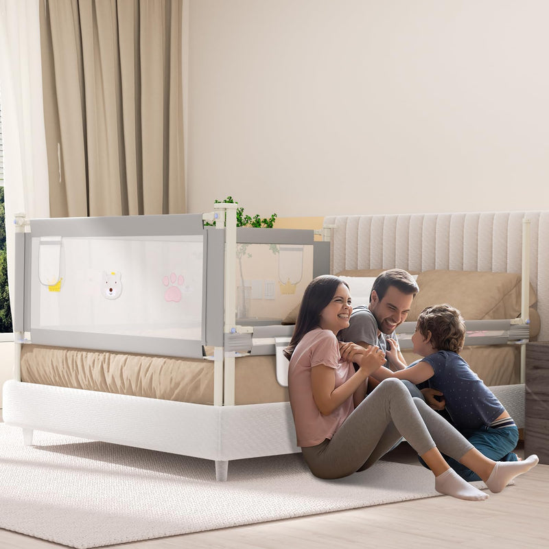 Jopassy 3er Bettgitter 2x200cm 1x180cm Bettschutzgitter für Kinder Rausfallschutz Bett Kinderbettgit