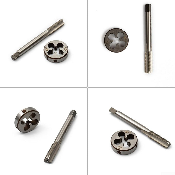 Gewindeschneider-Set, 0,305–32 (0,305 x 32) Hochgeschwindigkeitsstahl-Gewindebohrer und Schneideisen
