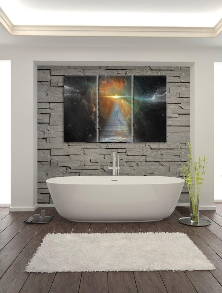 Pixxprint Kosmische Treppe in die Galaxis als Leinwandbild/Grösse: 3 Teilig (120x80 cm) cm/Wandbild/