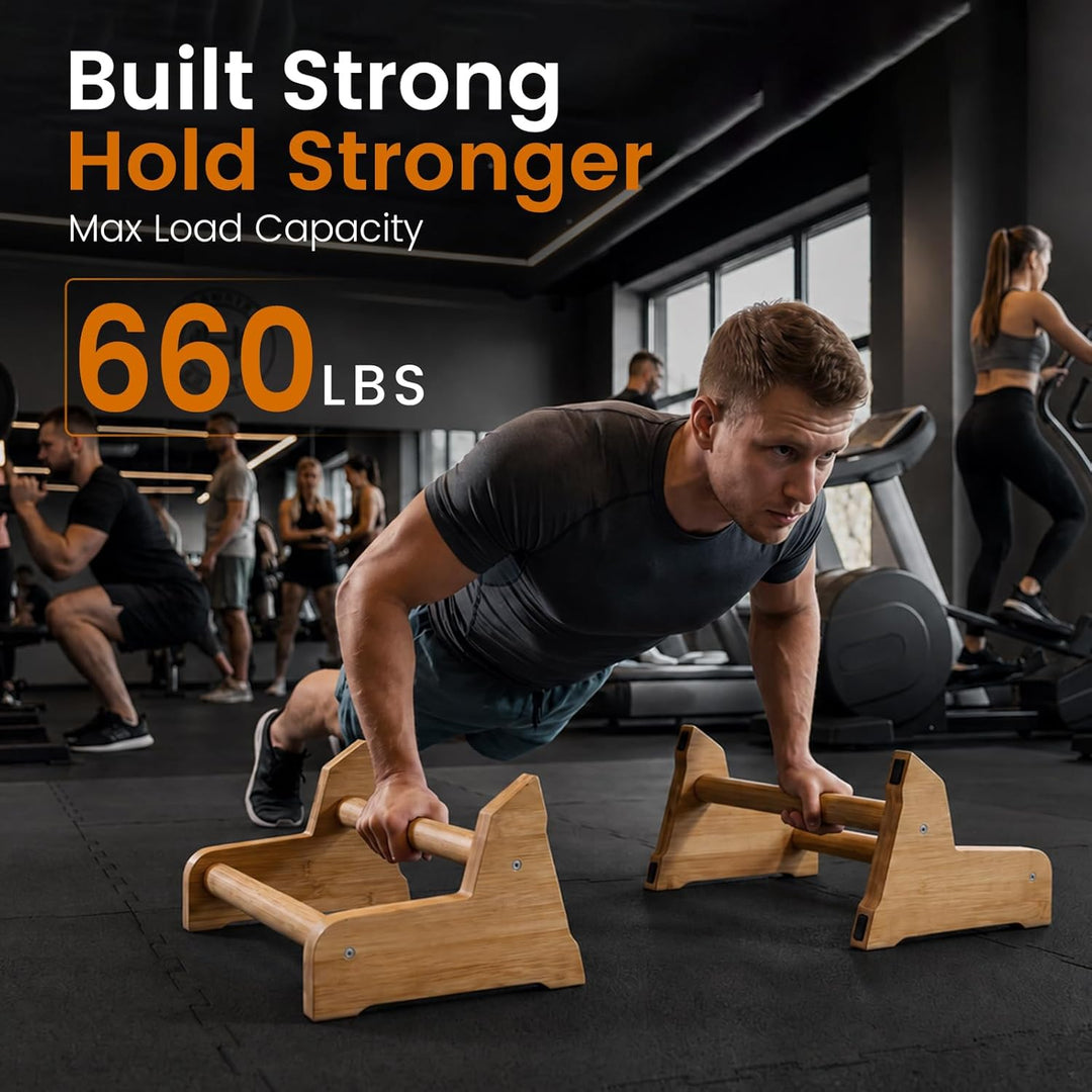 3-in-1 Calisthenics Equipment - Handstand Griffe Holz - Gelenksschonende Parallettes Ergonomische -