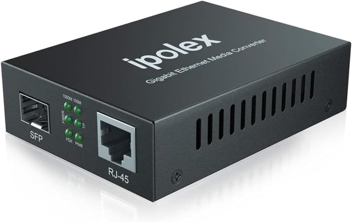 1.25G Gigabit Ethernet SFP to RJ45 Fiber Media Converter, 10/100/1000M RJ45 to 1000M SFP Slot, Fiber