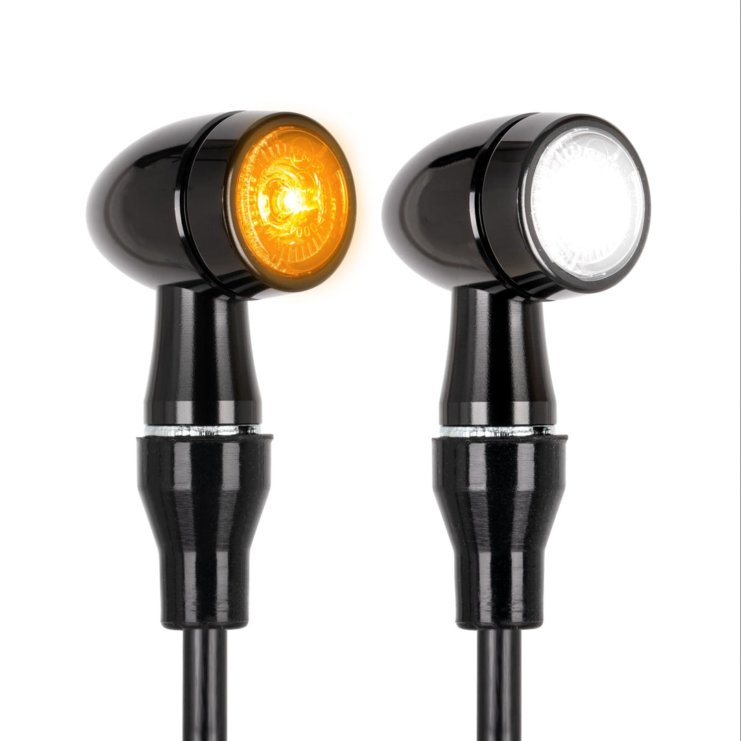 Simda Pro Led Motorrad Blinker mit Tagfahrlicht Universal Schwarz Quad ATV Super Optik und Schön Hel
