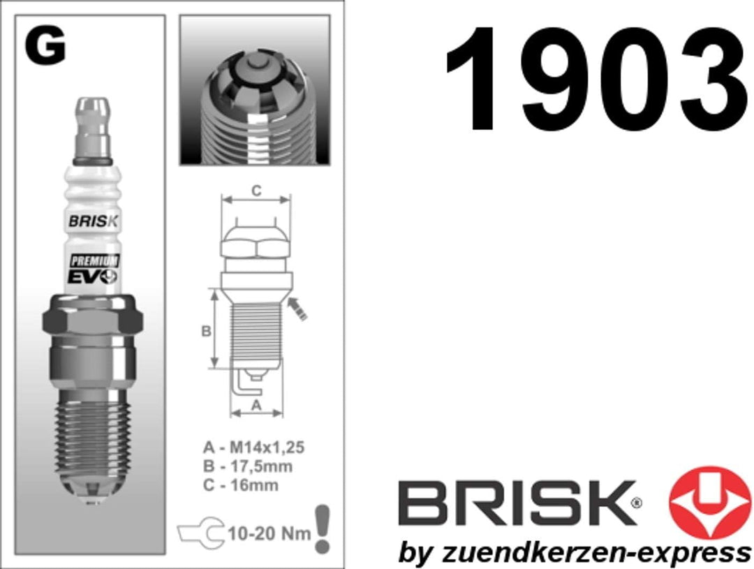BRISK Premium EVO GR15SXC 1903 Zündkerzen, 4 Stück