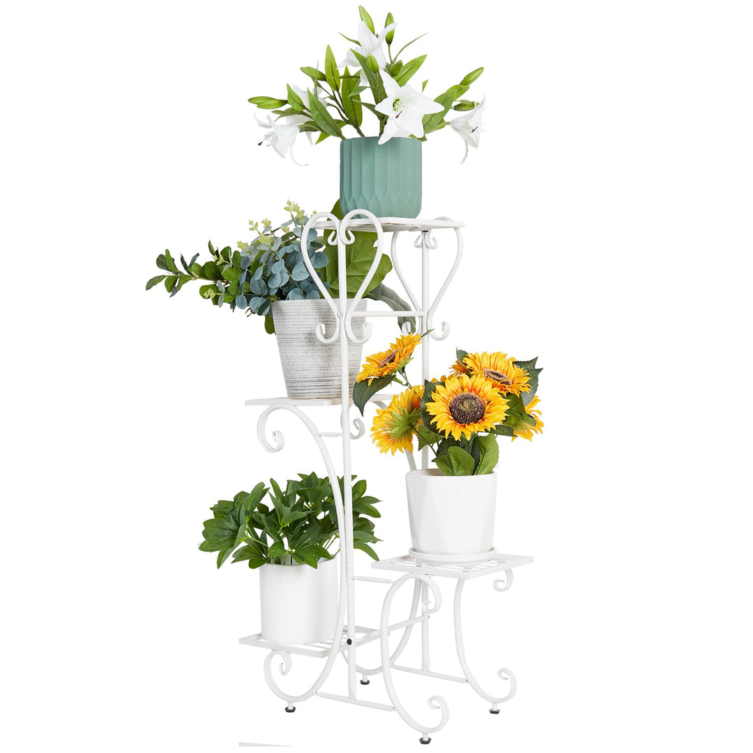 unho Blumenregal Metall, Pflanzenregal mit 4 Ebenen, Blumenständer Blumentreppe Pflanzenständer für