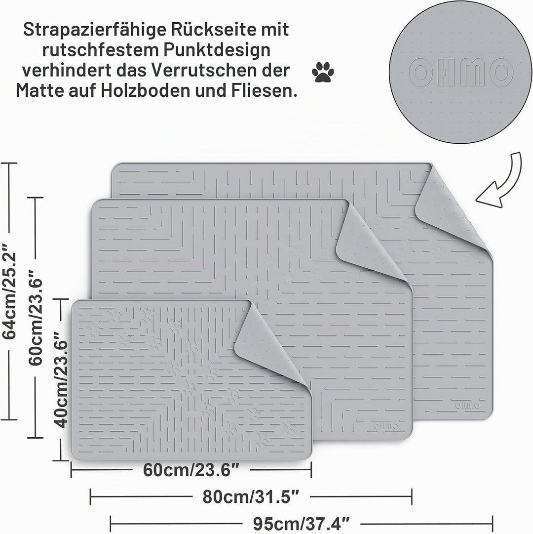 OHMO Katzenklo Matte aus Premium-Silikon 95 x 64 cm Gross, Wasserdicht und BPA-Frei Katzenstreu Matt