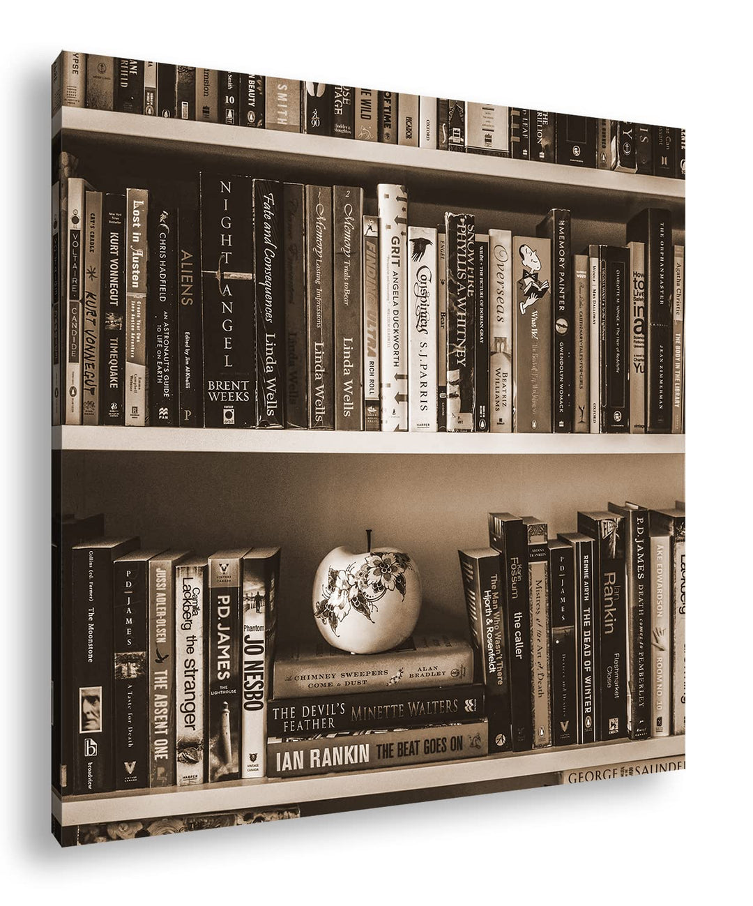 deyoli Rand volles Bücherregal Format: 60x60 cm Effekt: Sepia als Leinwandbild, Motiv fertig gerahmt