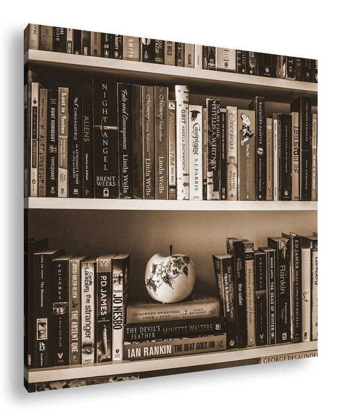 deyoli Rand volles Bücherregal Format: 60x60 cm Effekt: Sepia als Leinwandbild, Motiv fertig gerahmt