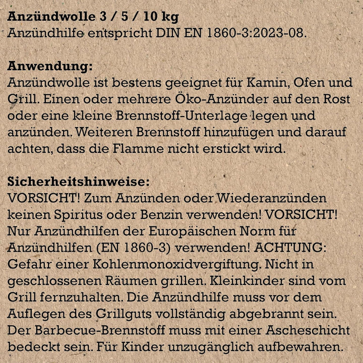 FIRE LION - ca. 240 Stück - Anzündwolle für Kamin, Ofen und Grill – Ökologischer Holzanzünder, Kamin