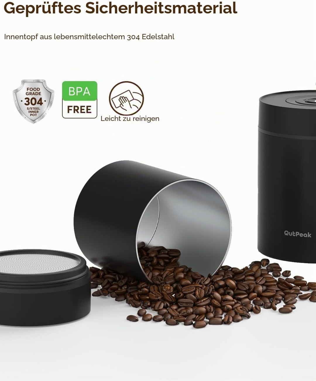 OUTPEAK Neo 2026 Auto Vacuum Coffee Canister, 0.75L Capacity for 249.5 g of Coffee Beans, One Button