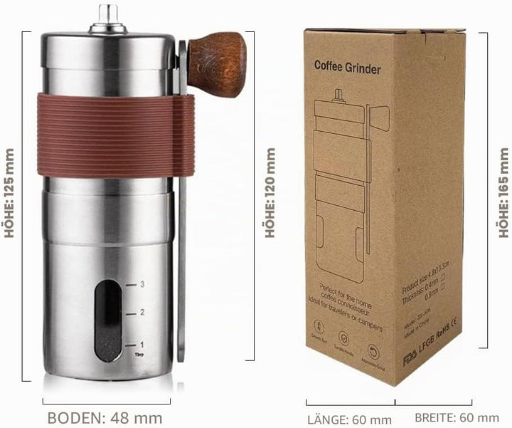 Manuelle Mini-Kaffeemühle, Keramik-Grat, Mini-Hand-Kaffeebohnenmühle mit 20 g Kapazität, verstellbar
