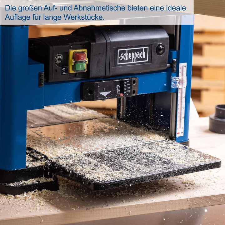 Scheppach Dickenhobelmaschine PLM1800 | 1500W Leistung | 2 Hobelmesser | Drehzahl Hobelwelle 8500 mi