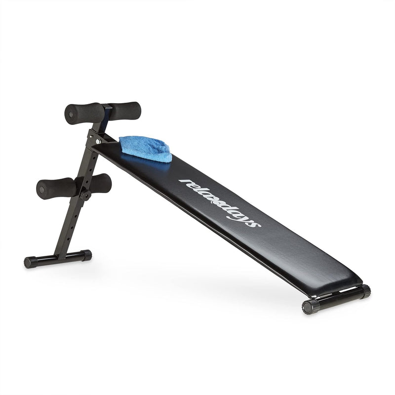 Relaxdays Sit Up Bank klappbar, 5-Fach verstellbar, Bauchtrainer Bank, gepolsterte Beinfixierung, Tr