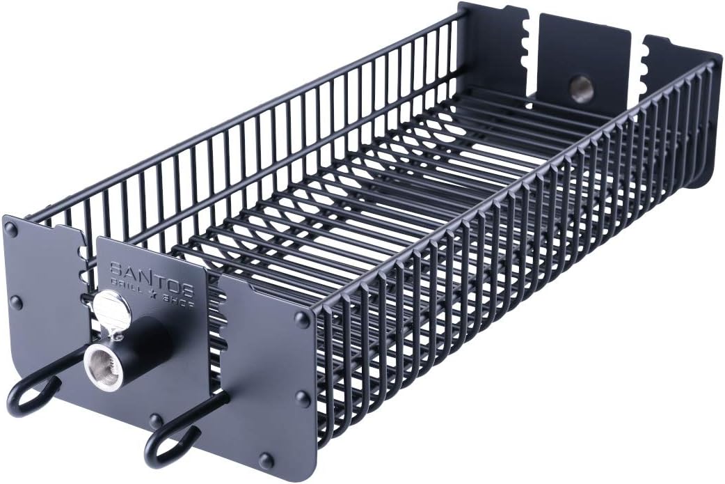 SANTOS Drehspiess-Korb für Drehspiesse (⌀ max. 11mm) - Grillkorb eckig - Grillzubehör - Fleisch, Fis
